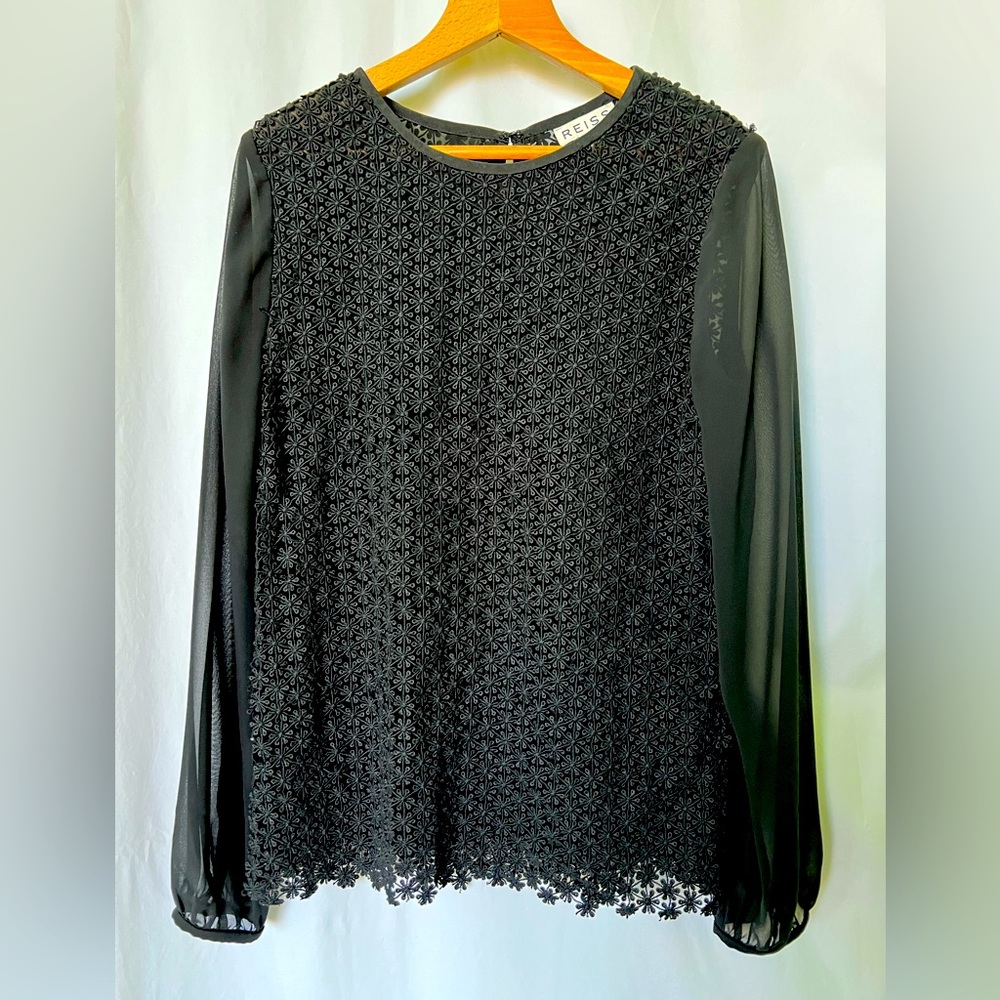 Reiss Villa black lace blouse